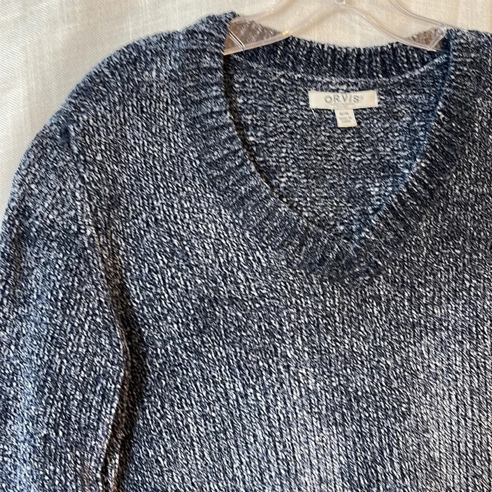 Orvis Plush Chenille Marled Navy Sweater